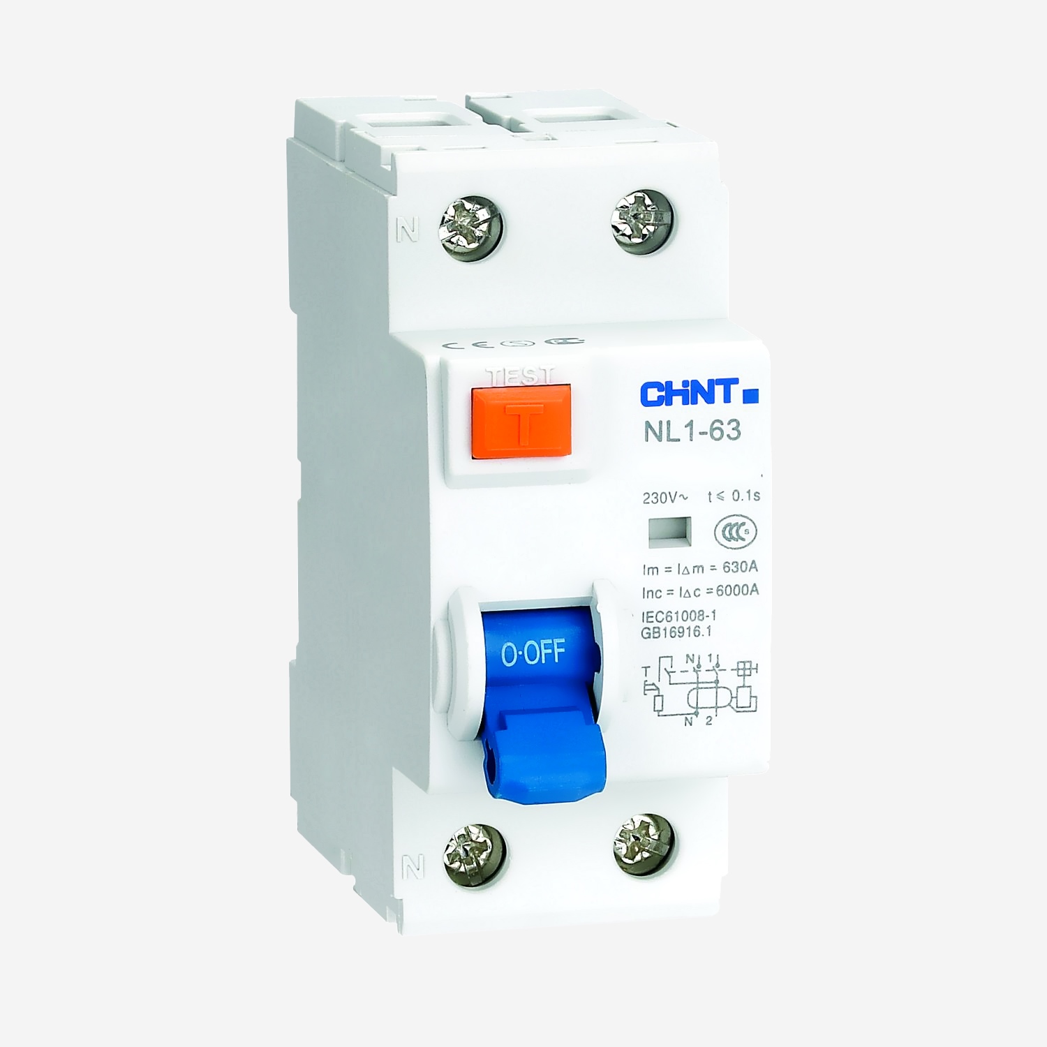 Выключатель дифференциального тока (УЗО) 2п 63А 100мА тип AC 10кА NL1-100 S (R) CHINT 200420